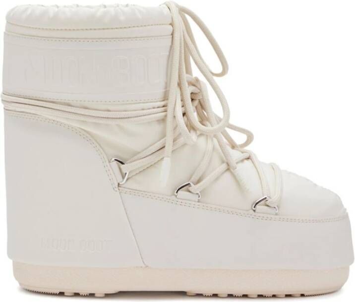 Moon boot Lage Rubberen Crème Geïsoleerde Laarzen White Dames