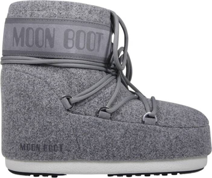 Moon boot Grijze Suède Platte Schoenen met Logo Gray Dames