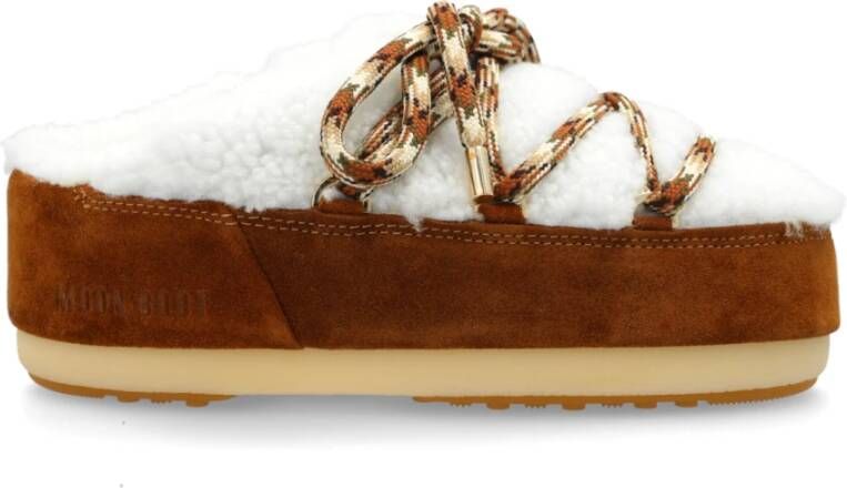 moon boot Leren laarzen 'Mule Shearling' Brown Dames