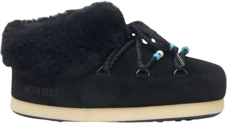 moon boot Shearling Beaded Suède Muiltjes Black Dames