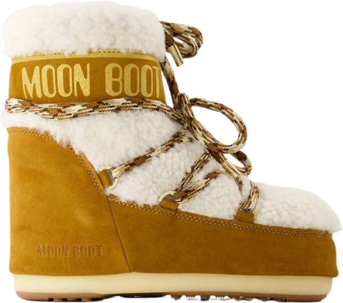 Moon boot Shearling Leren Laarzen Bruin Wit Brown Dames