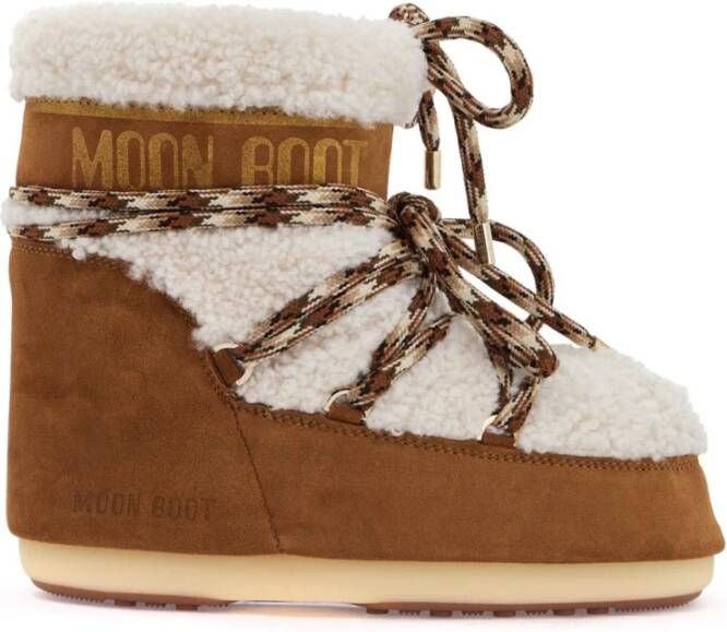 Moon boot Shearling Snowboots met kruisveters Brown Dames