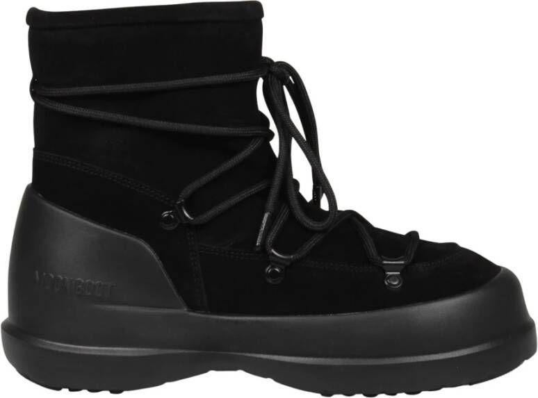 Moon boot Suède bergschoenen met rubberen zool Black Dames