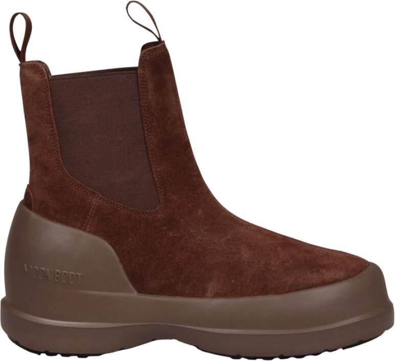 Moon boot Suède Chelsea Laarzen met Logodetail Brown Dames