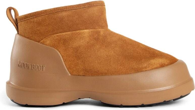 Moon boot Suede Low Boot met Faux Fur Brown Dames