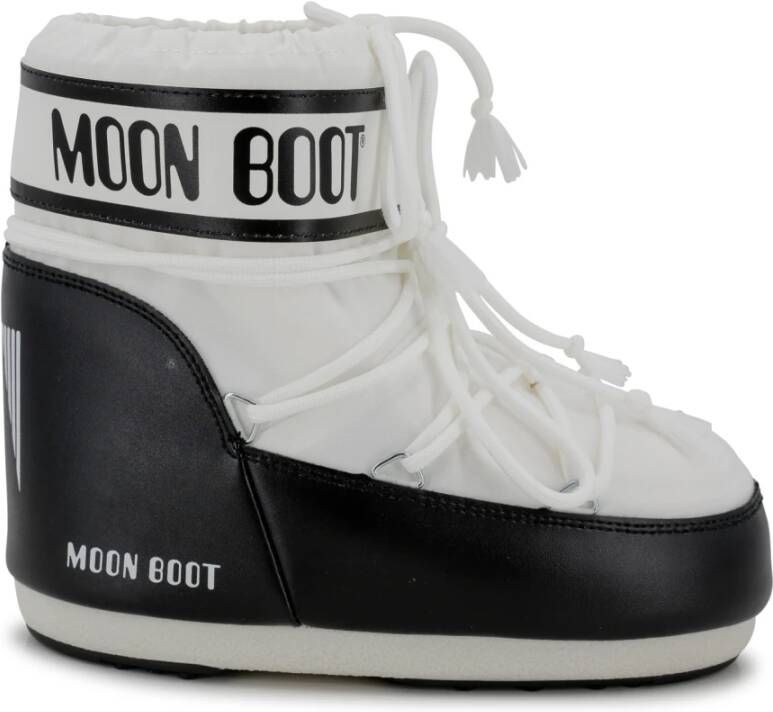 Moon boot Witte canvas platte schoenen met logo White Dames