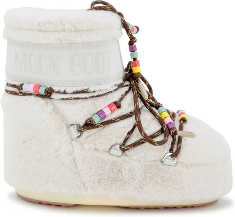 Moon boot Witte platte schoenen met kralendetail White Dames