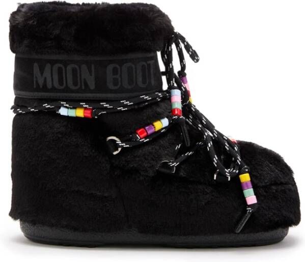 Moon boot Zwarte Faux-Fur Kralen Ontwerp Laarzen Black Dames