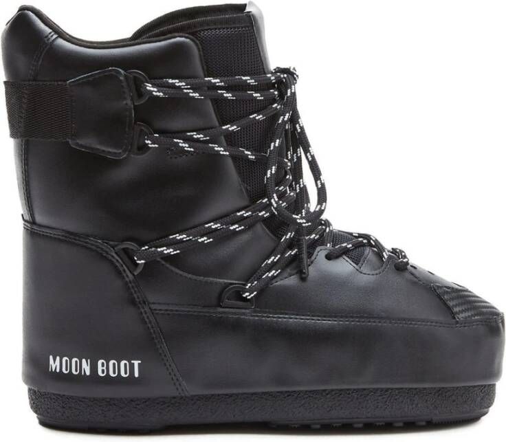 moon boot Zwarte Logo Laarzen met Verstelbare Veters Black Dames