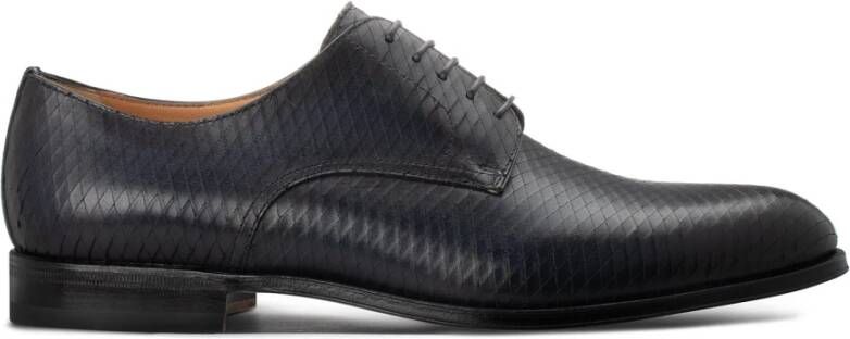 Moreschi Blauwe Leren Derby Schoen Blue Heren