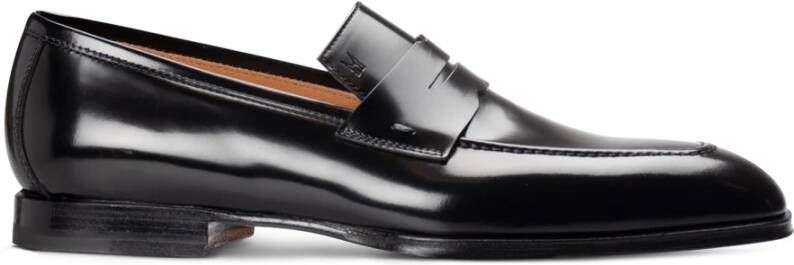 Moreschi Zwarte leren Penny Loafer Black Heren