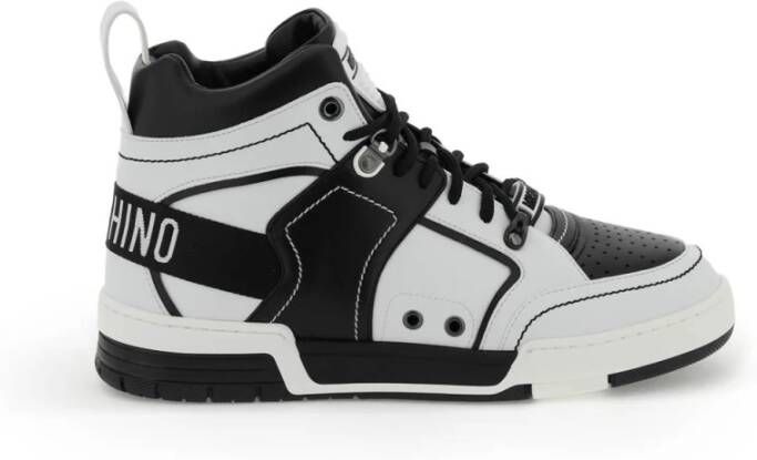 Moschino Leren Sneakers Upgrade Stijlvol Casual Cool Black Heren