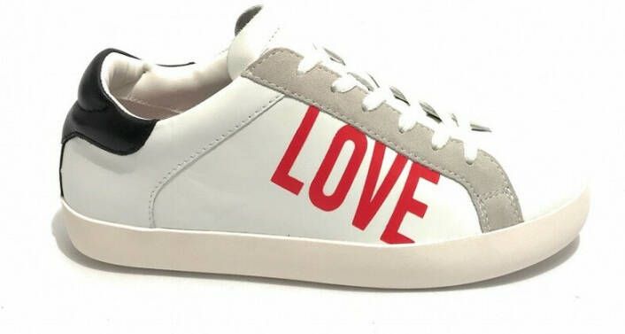 Moschino Love Leren Sneaker in Wit Zwart White Dames