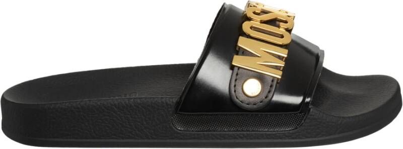 Moschino Effen Slides Sandalen Black Dames