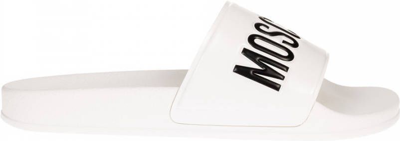 Moschino Witte Ergonomische Zwembadsandalen met Logo Detail White Heren