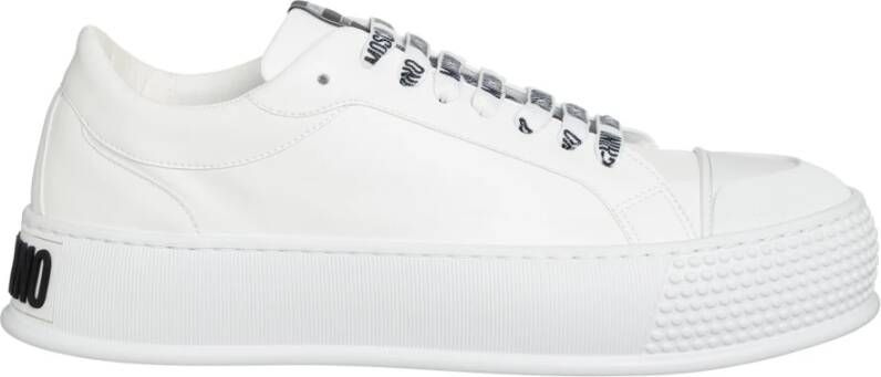 Moschino Gestreepte Sneakers met Vetersluiting White Heren