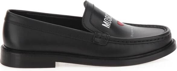 Moschino Hartprint Leren Loafers Black Dames