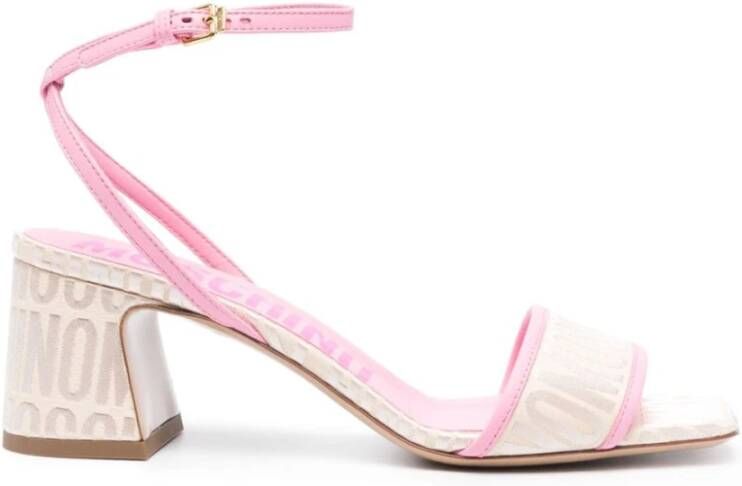 Moschino Jacquard Logo Sandalen Pink Dames