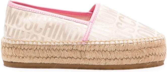 Moschino Jacquard Logo Slip-On Platform Schoenen Beige Dames