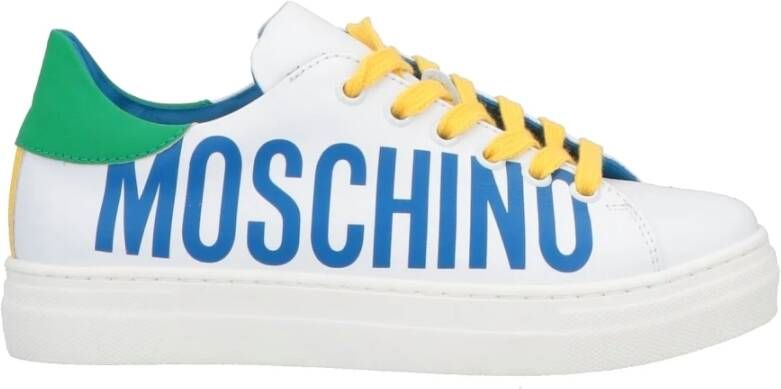 Moschino Kleurrijke leren lage sneakers White Dames