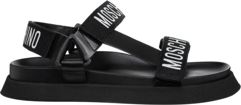 Moschino Klittenbandsluiting Effen Sandalen Black Dames