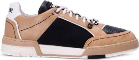 Moschino Lage Logo Sneakers Beige Zwart Multicolor Heren