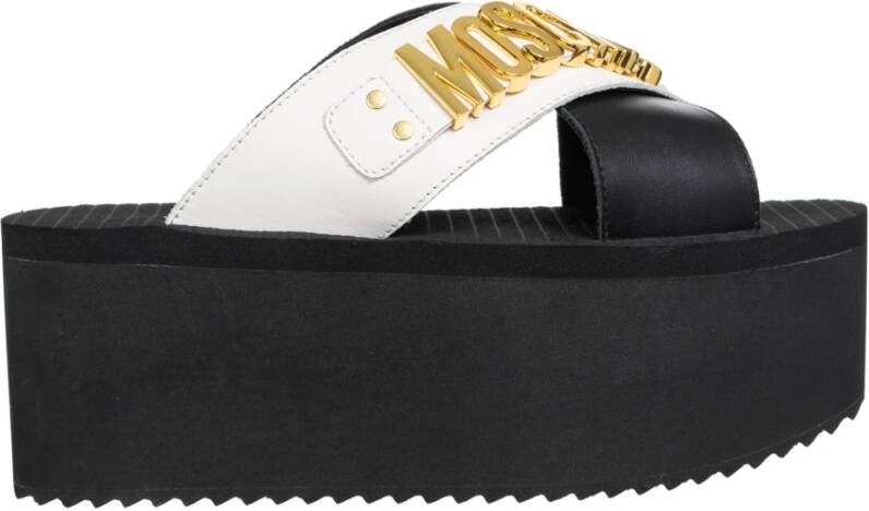 Moschino Lettering Logo Wedges Black Dames