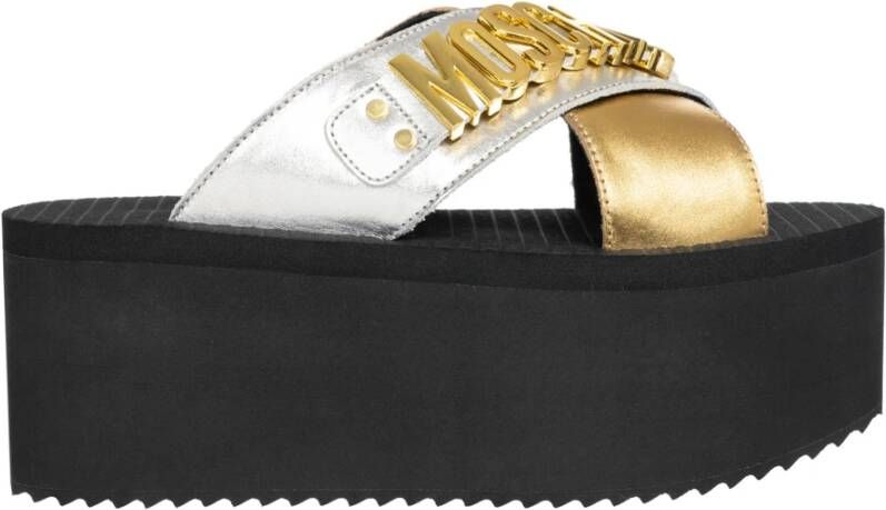 Moschino Lettering Logo Wedges Black Dames