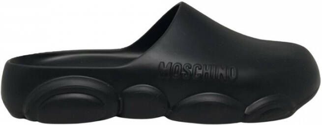 Moschino Logo Embossed Round Toe Slippers Zwart Heren