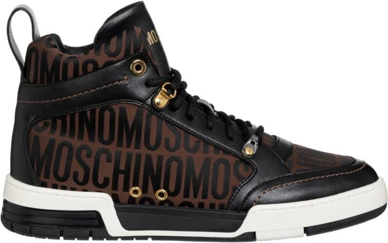 Moschino Logo High-top Sneakers Multicolor Patroon Brown Heren