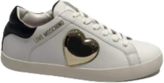 Moschino Love Sneaker Wit Leer met Zwarte Hak Wit Dames