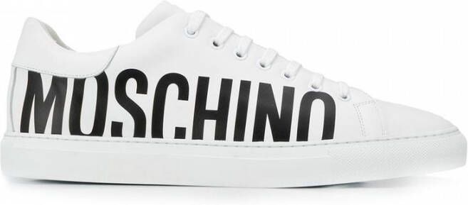 Moschino men's schoenen leather trainers sneakers Wit Heren