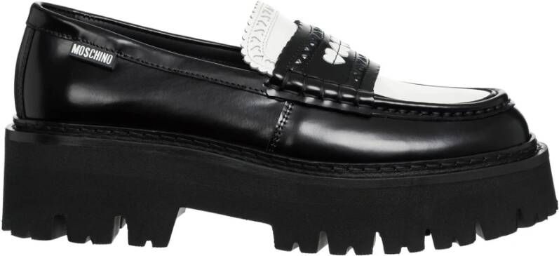 Moschino Multikleur Hearted Brogue Loafers Black Dames