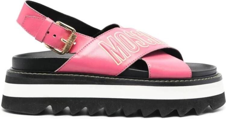 Moschino Roze Casual Open Platte Sandalen Pink Dames