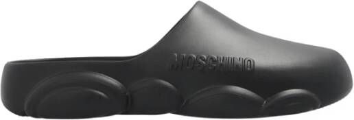 Moschino Logo Embossed Round Toe Slippers Zwart