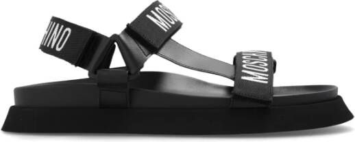 Moschino Klittenbandsluiting Effen Sandalen Black Dames