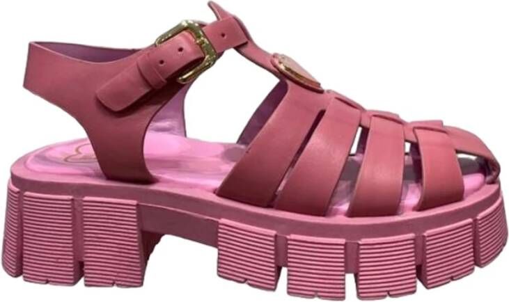 Moschino Casual Roze Leren Dames Sandalen Pink Dames