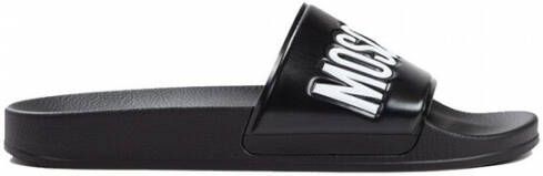 Moschino Zwarte Logo Rubber Zwembadschoenen Black Heren