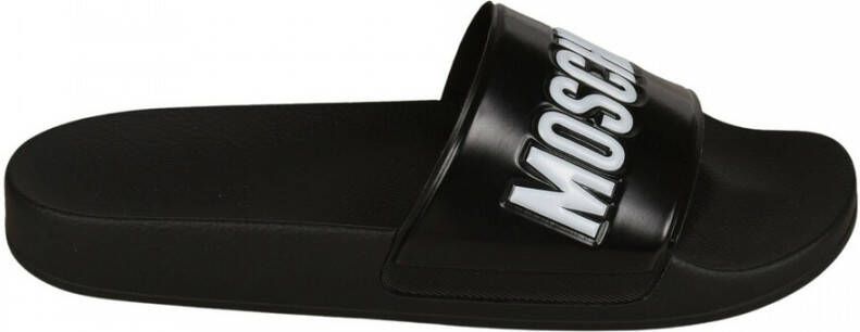 Moschino Pool Slides With Logo Zwart Heren