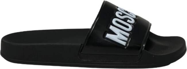 Moschino Pool Slides With Logo Zwart Heren