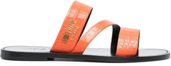 Moschino Oranje Krokodil Crossover Band Sandalen Orange Heren