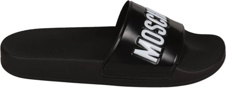 Moschino Pool Slides With Logo Zwart Heren