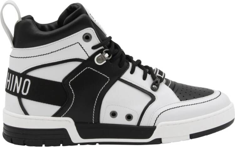 Moschino Leren Sneakers Upgrade Stijlvol Casual Cool Black Heren