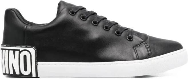 Moschino Zwarte Logo Patch Sneaker voor Heren Black Heren