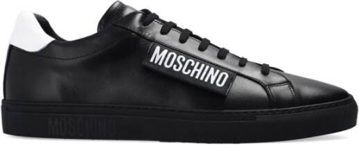 Moschino Verhoog je stijl met zwarte en witte logo sneakers Black Heren