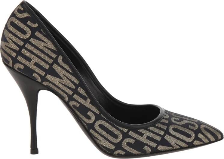 Moschino Zwart en Goud Logo Lurex Pump Multicolor Dames