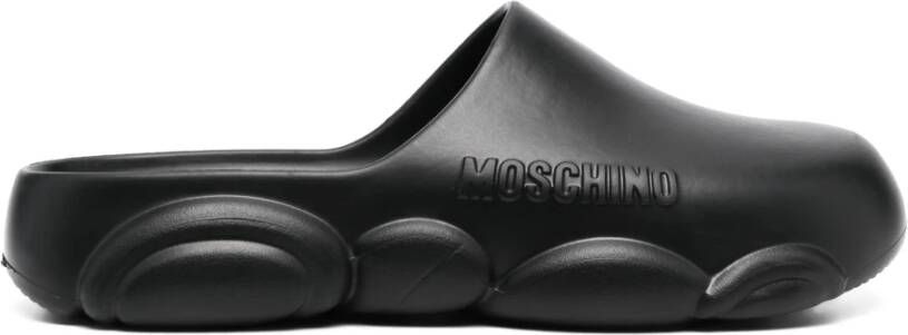 Moschino Zwarte Casual Gesloten Platte Slides Black Heren