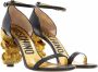 Moschino Zwarte en Gouden Leren Hoge Hak Sandalen Black Dames - Thumbnail 1