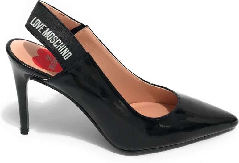 Moschino Zwarte lakleren pumps met puntige neus en open hiel Zwart Dames