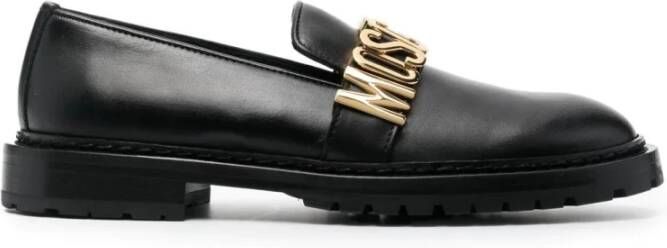 Moschino Zwarte Leren Loafers voor Vrouwen Black Dames